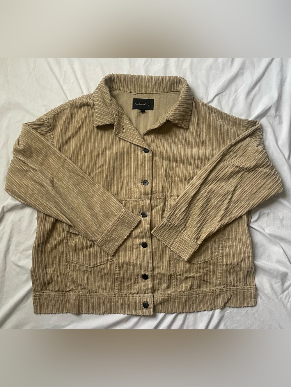 Vintage Sand Corduroy Jacket - Cropped Back Contemporary Women’s Coat